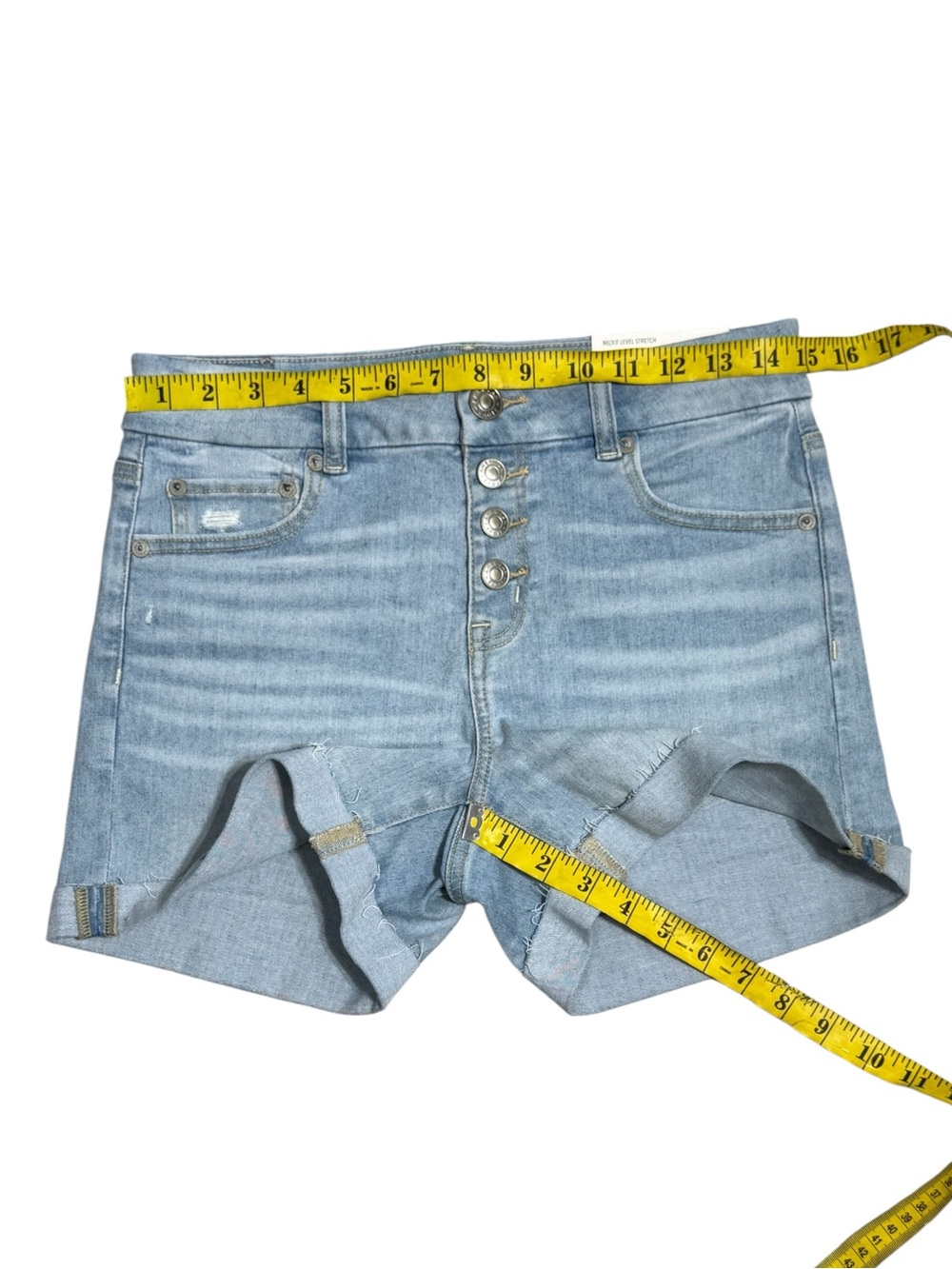 NWT American Eagle Curvy Hi-Rise Midi Denim Shorts Size 4 Button Fly Light Wash - Picture 3 of 6